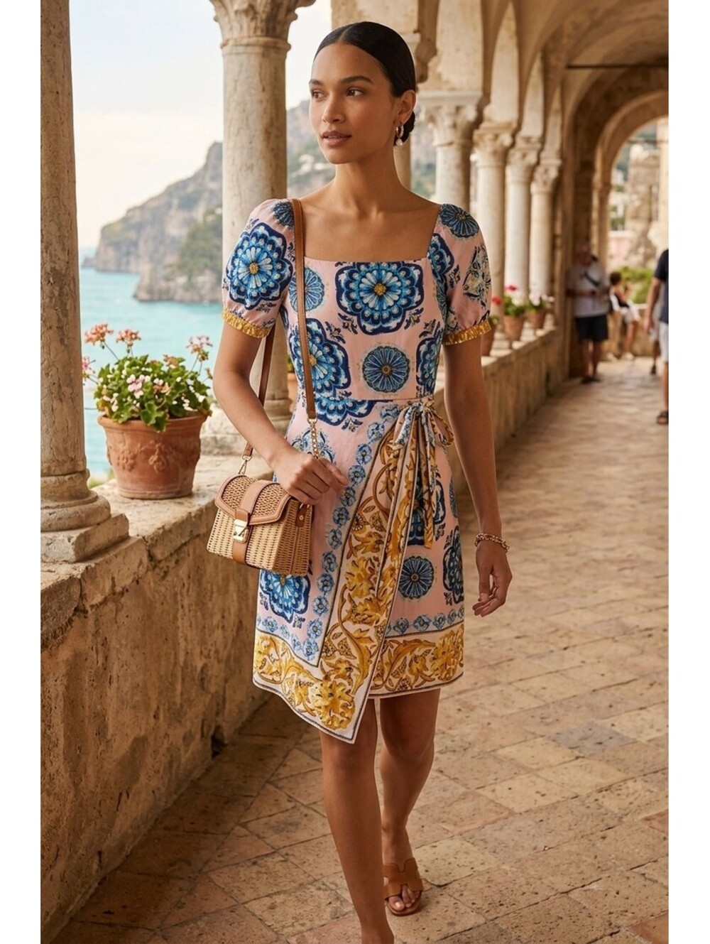 Maeve by Anthropologie Scarf Print Faux Wrap Mini Dress (Size 2)